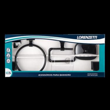 Imagem de Kit Acessórios De Banheiro 5pç Attic Quadra Preto Lorenzetti
