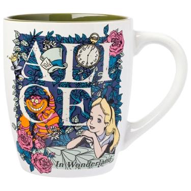 Imagem de Silver Buffalo Caneca de cerâmica curvada jumbo Alice no País das Maravilhas com cena de colagem de 740 ml