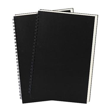 Imagem de DSTELIN Caderno espiral em branco, pacote com 2, capa macia, caderno de esboços, 160 páginas/80 folhas, 23 x 15 cm, 100 GSM, (preto)