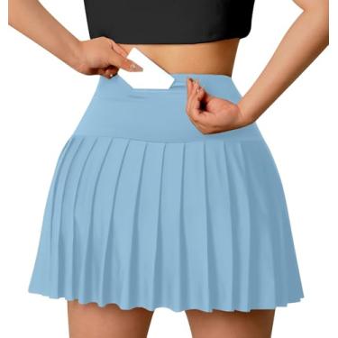 Imagem de Cromoncent Saia de tênis plissada de cintura alta para meninas e mulheres, com bolsos, 2 anos - 4GG, A#-Secagem Rápida Azul, G