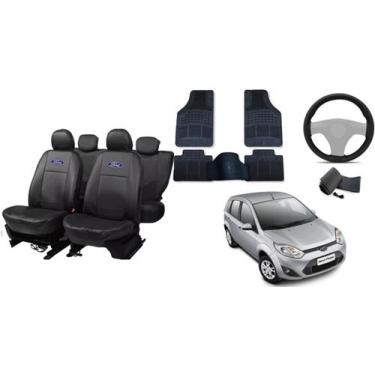 Imagem de Kit Capa de Couro + Tapetes + Capa de Volante Fiesta 05-13 Estiloso - 