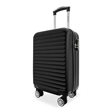 Imagem de Mala de Viagem de BORDO com Zíper EXPANSÍVEL 10Kg Rígida Padrão ANAC com 4 Rodas duplas 360° Cadeado AntiFurto Leve Resistente Espaçosa (B1MB Preto B)