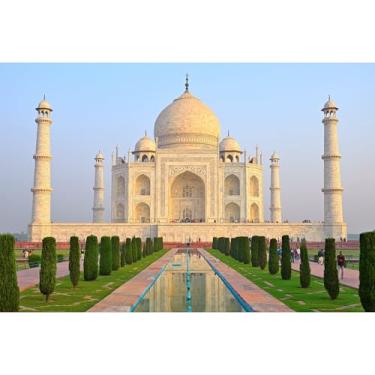 Imagem de Índia Taj Mahal Pano de fundo Índia Agra Marco Monumental Histórico Fotografia Fundo Monumental Monumental Índia Jardim Monumento Decorações Índia Tema Viagem Férias Adereços 2,1 x 1,5 m