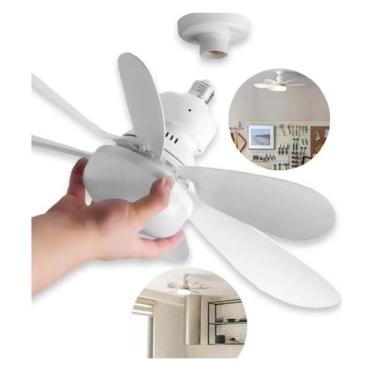 Imagem de Ventilador De Teto Com Lâmpada LED E27 Integrada 40W Silencioso Branco