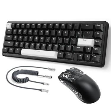 Imagem de Attack Shark X65 HE Combo de teclado magnético com fio e mouse R1, teclado para jogos de gatilho rápido, taxa de sondagem de 8 KHz, atuação ajustável, BT/2,4G/mouse com fio, DPI de 18 K para Win/Mac