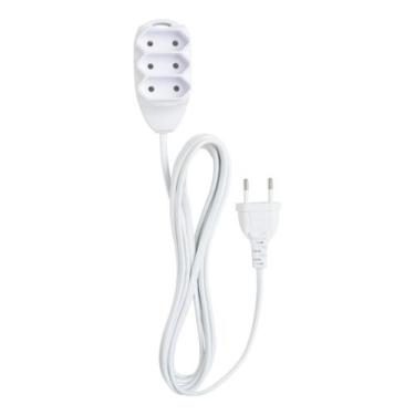 Imagem de Extensao Eletrica 3 Tomadas 2 Pinos 10a 3m Branca Intelbras