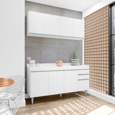 Imagem de Conjunto Balcão de Cozinha e Aéreo com Tampo Marcos MDP/BP Branco G96 