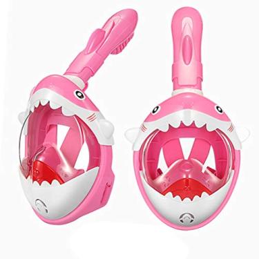 Imagem de Máscara de Snorkel de Rosto Completo, de Snorkel Infantil de Respiração Dobrável Máscara de Mergulho Panorâmico de 180 Graus para Crianças (Rosa)