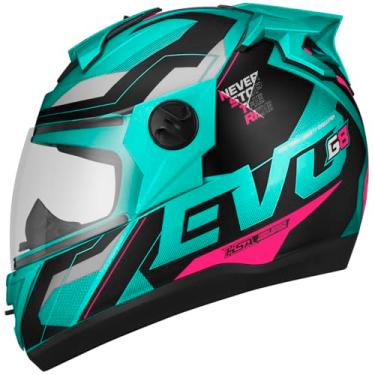 Imagem de CAPACETE FECHADO PRO TORK EVOLUTION 788 G8 EVO FOSCO VERDE TURQUESA - PINK TAM. 58