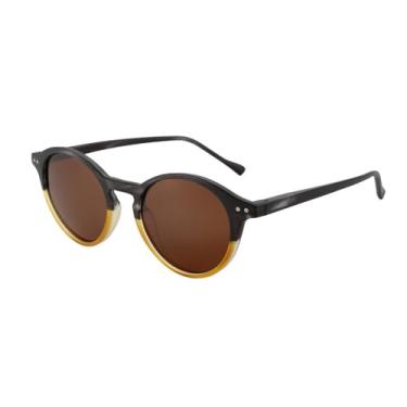 Imagem de Óculos de sol retrô para homens e mulheres, armação redonda vintage, UV400, lente marrom 004