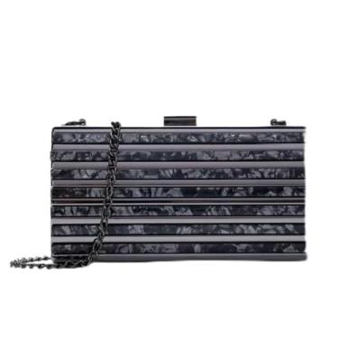 Imagem de Bolsa Clutch de Mão Tiracolo Feminina Pequena Alça Corrente Removível Transversal Estilo Luxo Festa Jantar Casamento Balada Eventos Especiais (Preta)