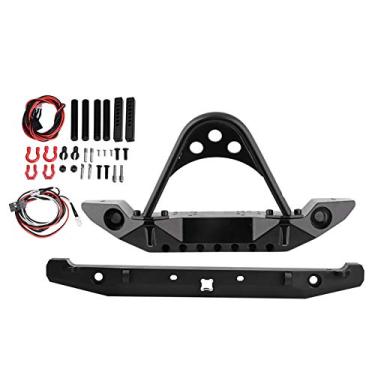 Imagem de RC Car rastreador de pára -choque traseiro dianteiro com luzes LED Mount Winch para Traxxas Axial SCX10 90046 90047 1/10 carro de controle remoto feito de aço inoxidável premium