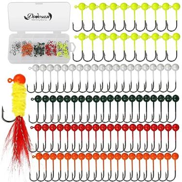 Imagem de Dovesun Kit de 100 peças de gabaritos para amarrar moscas, cabeças de gabarito para pesca com mosca 1/3,5 g cabeça de gabarito anzóis de pesca com mosca, kit de fabricação de iscas DIY adequado para