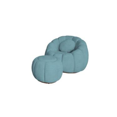 Imagem de Kit Poltrona Com Almofada e Puff Concha Fixo Boucle - Estopar, Boucle 