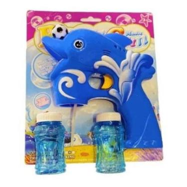 Imagem de Arma Pistola Toys Lança Bolhas Bolinha Sabão Kids Musica Led cor azul 