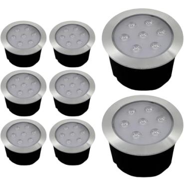 Imagem de Kit 8x Balizador Blindado Piso Solo Externo Led Embutir 7w 3000K Bivolt