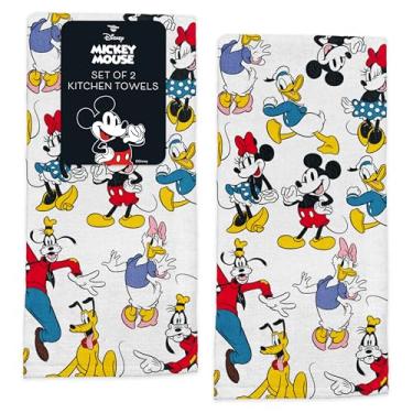 Imagem de Toalhas de cozinha Disney – Pacote com 2 toalhas de cozinha 100% algodão – 41 x 66 cm panos de prato macios e absorventes – Mickey, Minnie e Stitch Designs – Durável, lavável na máquina