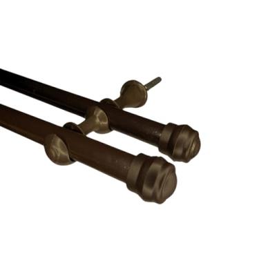 Imagem de Varão de cortina de Aço 2,0 metros Duplo 19mm fino Bastão de cortina Ferro Varão Duplo(Tabaco)