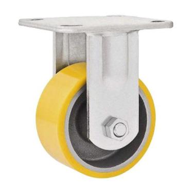 Imagem de Rodízio roda fixo poliuretano ferro amarela 5" 127mm 250kg - VONDER