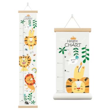 Imagem de Tabela de crescimento de animais leões para crianças, réguas de medição de altura da tela, leão, gráfico de parede de altura, moldura de suporte de pôster de medição de altura, medida de altura de