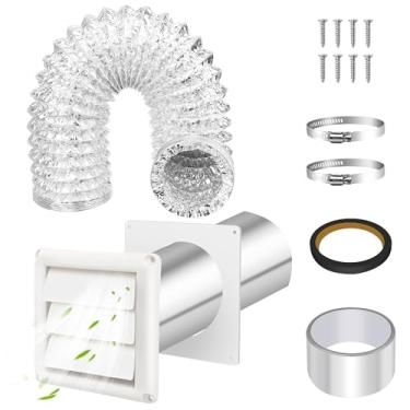 Imagem de Kit de ventilação de secadora de 10 cm com mangueira, conector de duto de bloqueio de torção e placa de parede para banheiro/escapamento de lavanderia, circulação de ar de teto e aquecedor