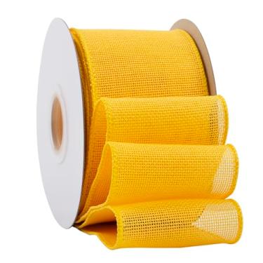 Imagem de Ribbonitlux Fita De Juta Amarela Com Arame, 7,6 Cm X 20 Jardas, Borda Para Embrulho Presente, Laço Grande, Guirlanda E Decoração Árvore Natal