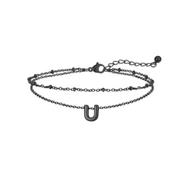 Imagem de FaithHeart Tornozeleira feminina com inicial inicial banhada a ouro 14 k, impermeável, de aço inoxidável, não mancha, joia para pés de praia para o verão, Length 8.5 Inches, Aço inoxidável, Sem Pedra