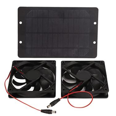 Imagem de Marhynchus 10W 12V 2A Painel Solar de Ventilador Duplo Portátil Externo Portátil para Estufas Cooops de Frango Casas de Cães Com Plástico de Silício, Material Premium Confiável e Impermeável