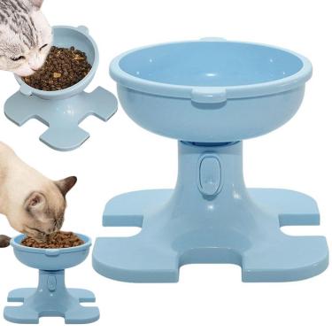 Imagem de Tijela De Raçao Comedouro Ergonomico Gato Cachorro Cao Pet Comida Agua Altura Ajustavel Antiderrapante