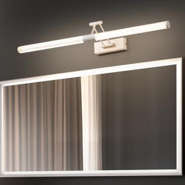 Imagem de GZZBMY Luz LED de parede para banheiro, luzes espelhadas, à prova d'água, rotação de 350°, lâmpada de parede de alumínio ajustável de 180°, acima do espelho, arandela dobrável para hotel, restaurante