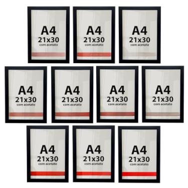 Imagem de Kit 10 Molduras Quadro A4 Acetato Foto Poster Diploma 21x30(Branco)