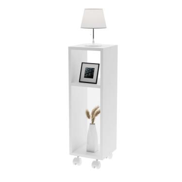 Imagem de Mesa De Cabeceira Pequena Com Rodinhas 20x20x60cm Branco Quarto Sala