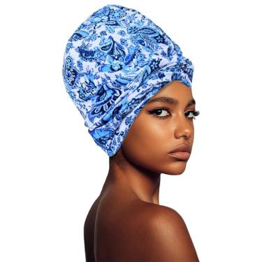 Imagem de Babalet Turbante de natação grande para mulheres, unissex, impermeável, forrado de silicone, touca de natação para tranças, extensões de dreadlocks, cabelo longo, cacheado, grosso, fácil de colocar e