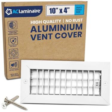 Imagem de Orifício de duto de 25,4 cm x 10 cm [Face de 29,5 cm x 14,2 cm] Registro de suprimento de ar ajustável de deflexão única de alumínio com amortecedor multi-obturador - alto fluxo de ar - tampa de
