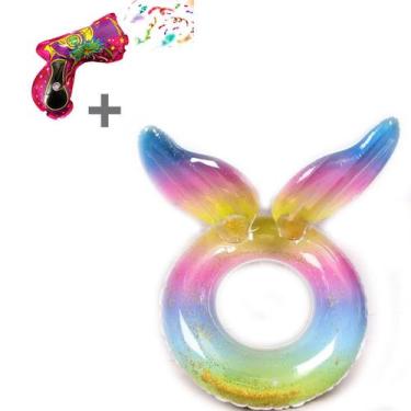 Imagem de Boia Rabo Sereia Gliter Baby Infantil Rosa Brinquedo 70cm Piscina Meni