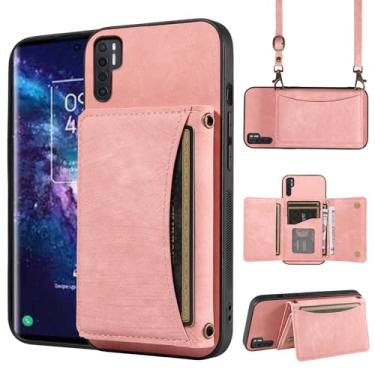 Imagem de Capa de telefone para TCL 20 Pro 5G capa carteira com alça de ombro transversal, suporte de couro para cartão de crédito bolso fino acessórios para celular bolsa flip para celular TCL20Pro G5 TLC