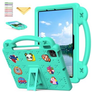 Imagem de UUcovers Capa infantil para iPad Pro 11 polegadas M4 (2024) 5ª geração com suporte para lápis/suporte/alça leve, fofa, macia, de silicone EVA à prova de choque, capa resistente, para meninas e