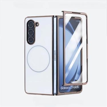 Imagem de Capa protetora de plástico com revestimento magnético galvanizado para Galaxy Z Fold6 (para Galaxy Z Fold6/Branco)