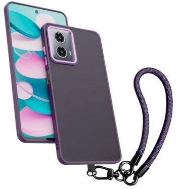 Imagem de Capa Protetora para Celular Space Compatível Motorola Moto G34 Com Cordão de Pulso Luxo Fosca Slim [ROXO DARK]