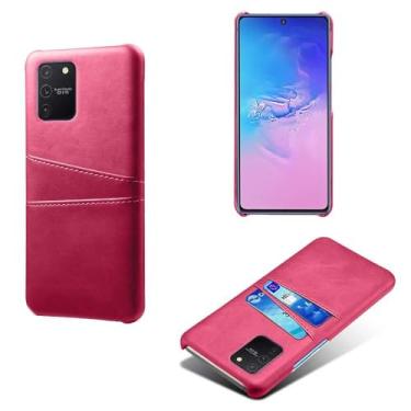 Imagem de Capas Compatível com Samsung Galaxy M80s,Caso de couro PU-Tampa de telefone a prova de choque com 2 slots de cartão,Proteção anti-impressão digital e anti-gota-Rose Red