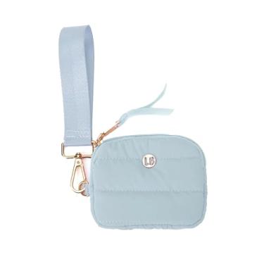 Imagem de lemonbella Bolsa de cosméticos Jennifer média acolchoada de nylon - organizador de higiene pessoal brilhante e elegante para mulheres, algodão azul doce