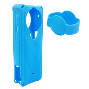 Imagem de SZZCNOX Capa protetora serve para câmera de ação panorâmica Insta360 X5, capa protetora de silicone com tampa de lente capa protetora completa para acessórios de câmera esportiva Insta360 X5 (azul)