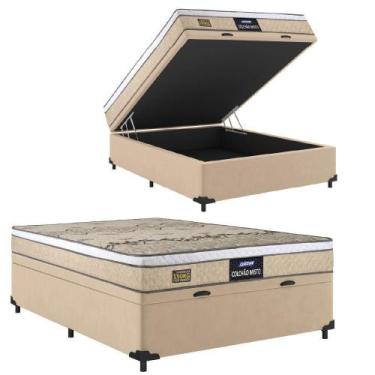 Imagem de Cama Box Baú Casal Colchão Espuma D33 Fort Gazin 138x188x62cm Bege Bra