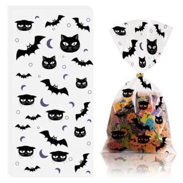 Imagem de hhdatc Pacote com 100 sacos de violoncelofane de bruxa de abóbora com desenhos assustadores para Halloween com desenhos assustadores para Halloween, lembrancinhas de festa e decoração
