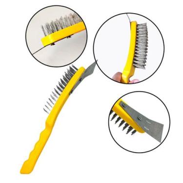 Imagem de Escova de Aço com Raspador Manual para Limpeza Pesada  Cerdas em Aço C