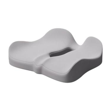 Imagem de OIIBWQ Almofada para Cadeira, Ergonômica E Respirável, Antiderrapante, Almofada para Assento Espessada, Almofada para Cadeira para Costas E Cóccix, Cinza