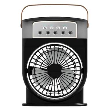 Imagem de Credelin Ventilador de nebulização portátil, ventilador de névoa de spray de água com tanque de 600 ml, 3 velocidades e luz noturna de 7 cores, bateria recarregável de resfriamento pessoal silencioso