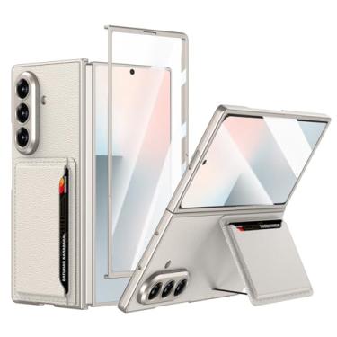 Imagem de NINKI Capa para Samsung Galaxy Z Fold 7 com suporte para cartão, capa para celular Galaxy ZFold 7 com suporte oculto e protetor de tela, capa rígida de couro PU fino à prova de choque para Z Fold7 5G
