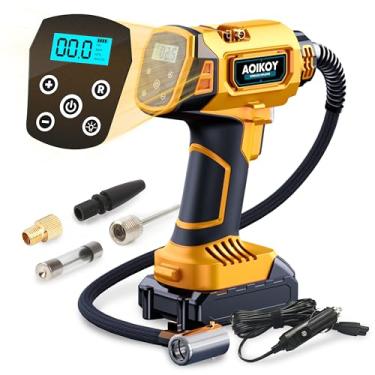 Imagem de Aoikoy Compressor De Ar Para Inflador Pneus Sem Fio Dewalt, Bateria 20 V, Bomba Portátil Com Manômetro Digital E Luz Led Carros, Suvs Motocicletas (Bateria Não Incluída) (160 Psi)