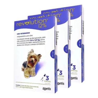 Imagem de 3 Revolution Antipulgas Cães Cão De 2,6 A 5 Kg 9 Pipetas 12%